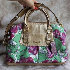 Coach Gold & Floral Satchel